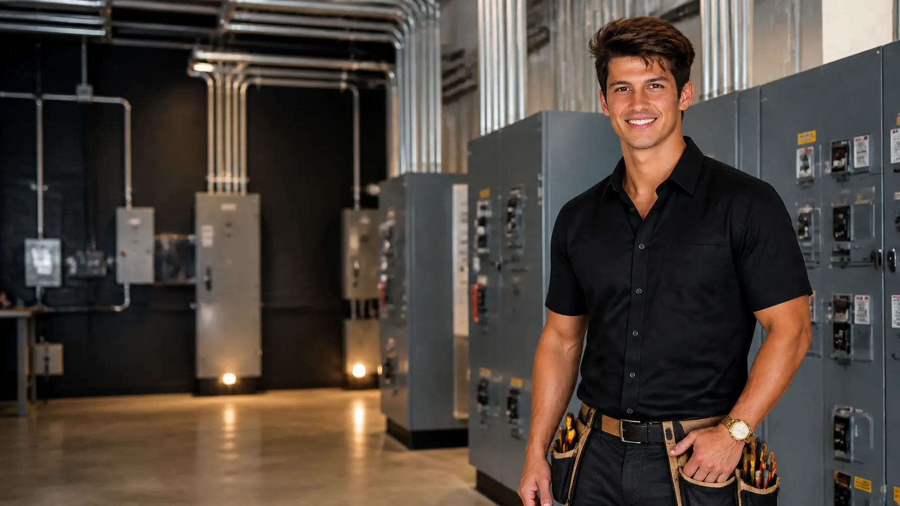 A&V Power Pro commercial electrician working in a Naples, FL business
