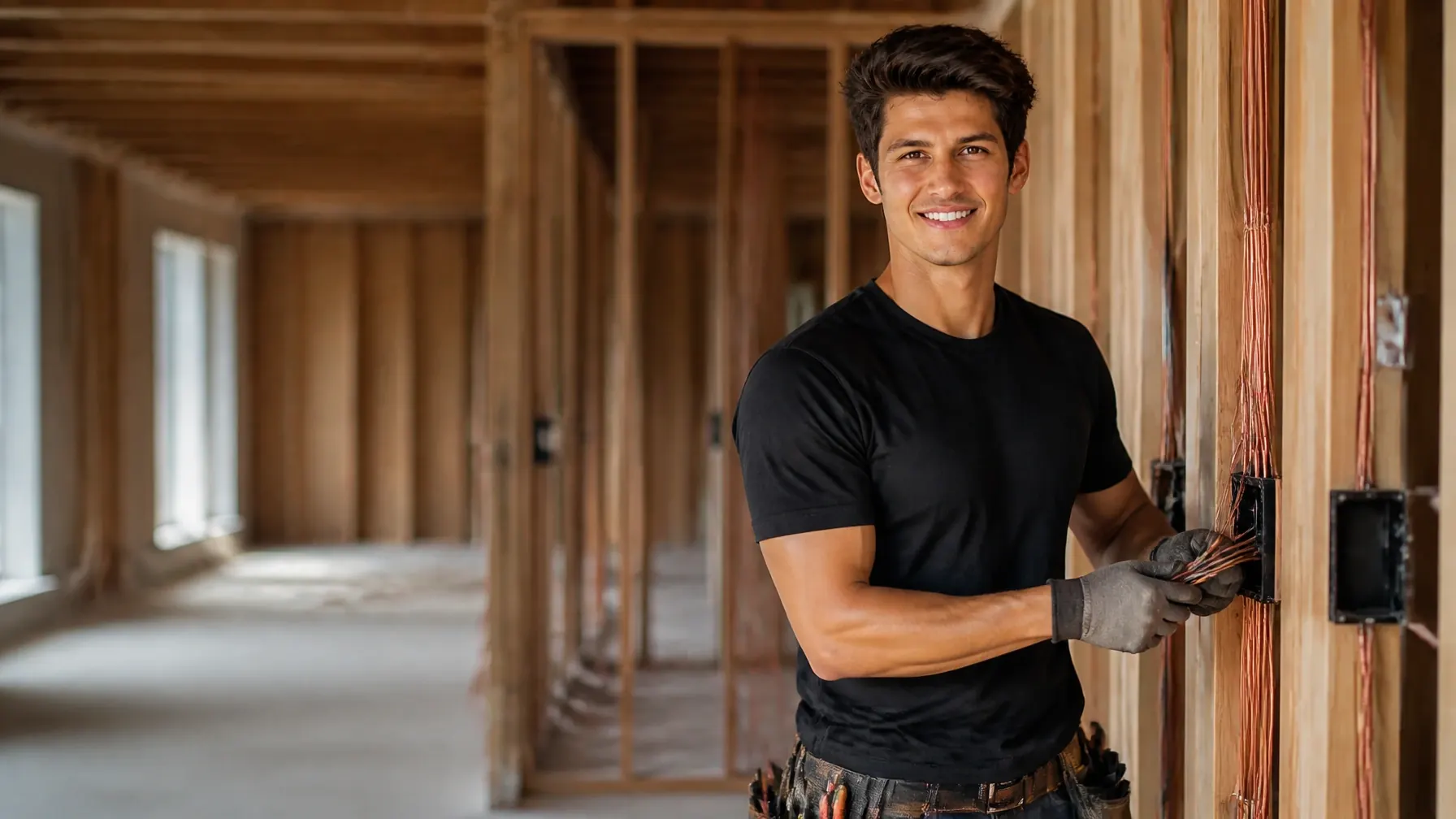 A&V Power Pro electrician rewiring a Naples, FL home with new copper wiring