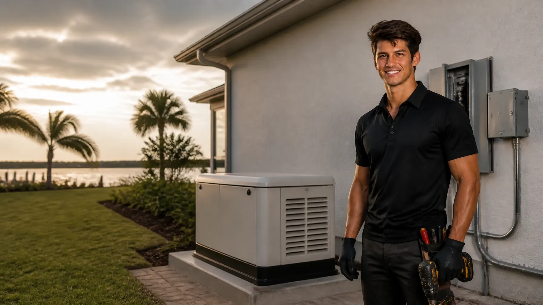 Whole-home standby generator installed by A&V Power Pro in Naples, FL